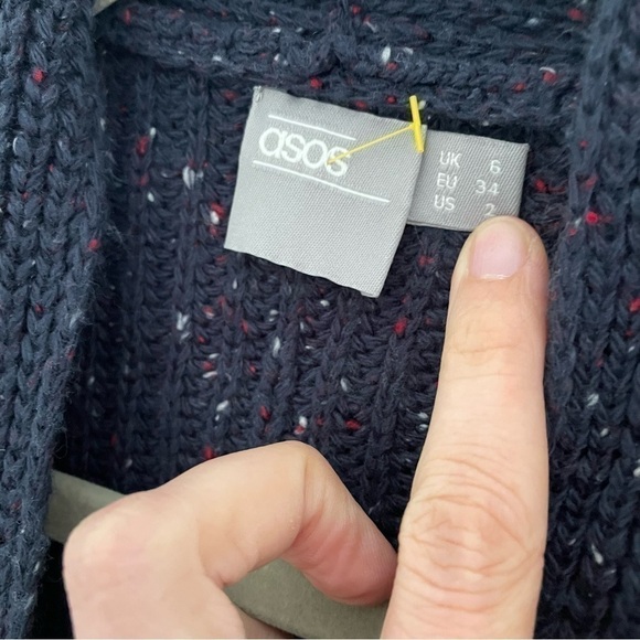 ASOS Ultimate Chunky Knit Navy Cardigan Sz 6 - Picture 6 of 9